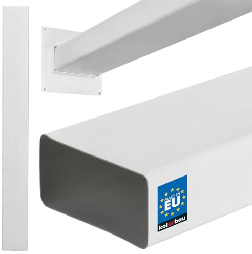KOTARBAU® Flachkanal 110 mm x 55 mm Lüftungskanal aus Kunststoff 100 cm Länge Effizientes Flachkanalsystem für Optimale Belüftung Flachkanal Abluftkanal Dunstabzug Weiß