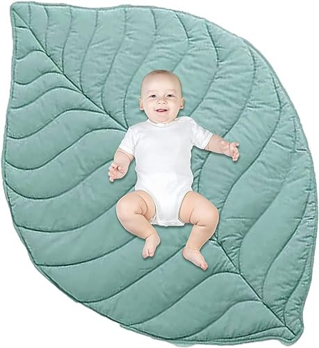 Yuehuamech Tappeto da gioco per bambini, a forma di foglia, coperta per gattonare, tappeto per bambini, tappeto antiscivolo, tappeto da gioco per camera da letto, cameretta dei bambini, decorazione