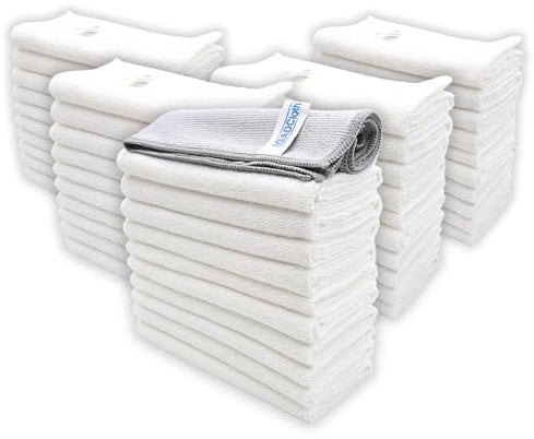 50+1 free glass cloth, 40x40cm IGADCloth, White Microfibre Cleaning Cloths Durable Cleaning Cloths for a Pristine Clean, Ideal Microfiber Cloth for all Surfaces