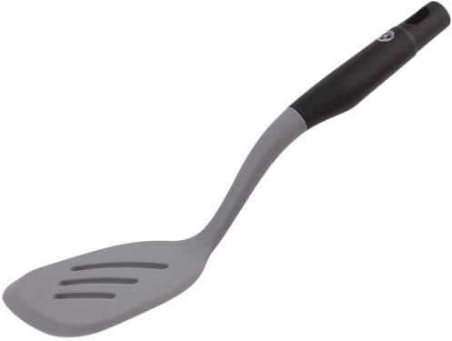 Starchef Silicone Slotted Turner Spatula,Heat Resistant,Non-Stick, Ergonomically Handle,Soft Grip,Assorted-Color Design(Black/Grey)