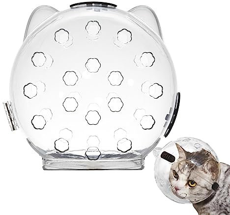 Atmungsaktive Katzenmaulkorb Anti-Biss Maulkorb Für Katzen Zur Fellpflege Blasenhelm Für Katzen Transparente Katzenpflege Helm Verstellbarer Luftmaulkorb Für Katzen Mit Atmungsaktiven Löchern