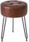 IBUYKE Kunstleder Runde Fußstütze Hocker, Make-up Eitelkeits Hocker Beistelltisch, PU Schminktisch Sitz, Pouf Couch Hocker, goldene Stahlbeine, Dunkelbraun L/G-31Z