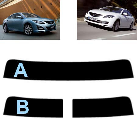 Sonnenblendstreifen für-Mazda 6 4-Türen Limousine 2008-2012 - Passgenaue Tönungsfolie (05% Tiefschwarz, B)