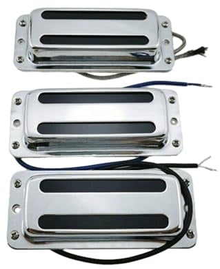 alljita Tonabnehmer für E-Gitarre, Humbucker, Alnico V Tonabnehmer mit Messingabdeckung, 6 Saiten, Chrom, für Rickenbacker-Gitarren-Ersatz, 3 Stück