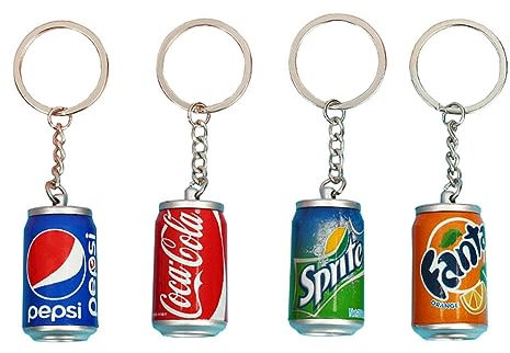 NISCAYA 4Pcs Simulation Cans Beverage Keychain Mini Drink Bottle Keyring Couple Key Chain Key Ring Men Women Bag Pendant Trinket Children Lovely Gift