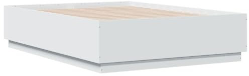 vidaXL Cadre de Lit avec Lumières LED, Lit Double avec Sommier à Lattes, Lit Adulte de Chambre, Moderne, Blanc 140x190 cm Bois Ingénierie