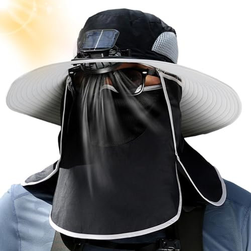 Fan-Cap, Hüte mit Fans,Sommer-Angelhut mit Fächer | Solarventilator mit breiter Krempe, Outdoor-Angelhut – Solar- und USB-Aufladung, Sonnenschutz-Sonnenhut mit Ventilator, Solar-Ventilatorhut