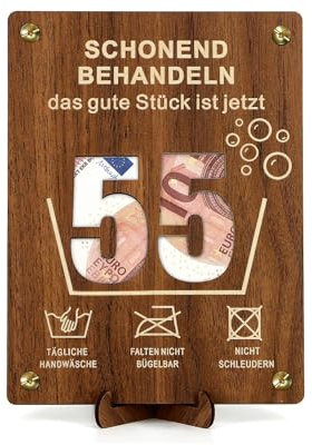 Giftota Witzige 55. Geburtstag Geldgeschenke Holz mit Geburtstagskarte, Geschenke zum 55 Geburtstag Mann Frau, 55. Geburtstag Geschenkverpackung