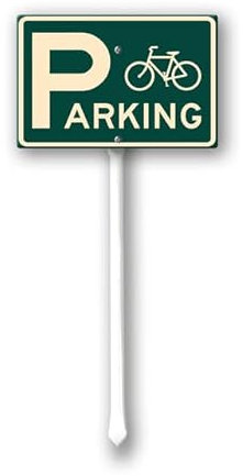 Geroclonup Fahrrad-Parkplatzschild mit Pfahl, 20 x 30 cm, Rasenschild, stabiles Aluminiumschild für den Außenbereich, wasserdichtes Schild, Outdoor-Dekoration für Rasen, Hof, Garten