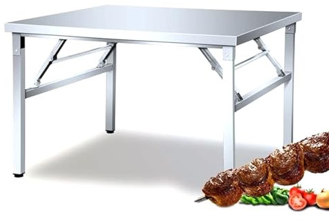 Edelstahl Arbeitstisch Klappbarer Edelstahltisch Küchentisch Outdoor Küche Tisch Gastronomie Gastro Terrasse klappbar Küchenschrank für Küchen Werkstatt Garten Keller Grilltisch Pflanztisch(Size:100x6