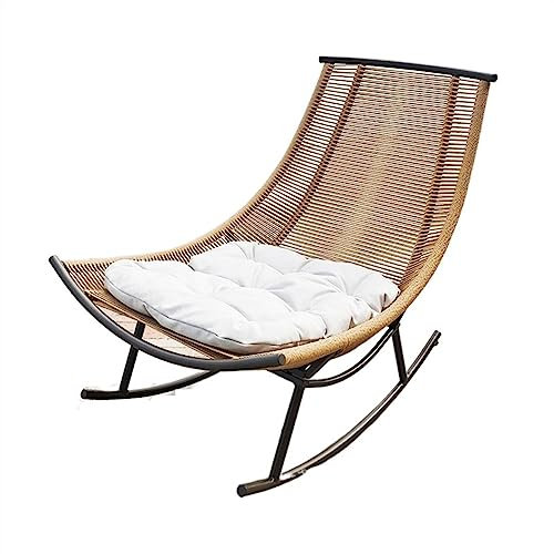 SilteD Schaukelstuhl für Veranda im Freien, Schaukelstuhl für den Balkon, Rattan-Loungesessel für Erwachsene, Sofasessel für Wohnzimmer, Schaukelstuhl für faule Personen im Freien