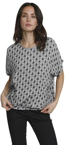 KAFFE Langarm-Bluse KAedita 44, Black/Chalk/Rose Fan Print