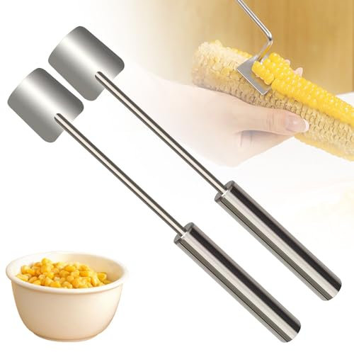 Mais Stripper Corn Hole Maiskolben Halter Maiskolben Schäler aus Edelstahl mit Ergonomischem Griff,Schäler für die Salatzubereitung in der Küche (2PCS)
