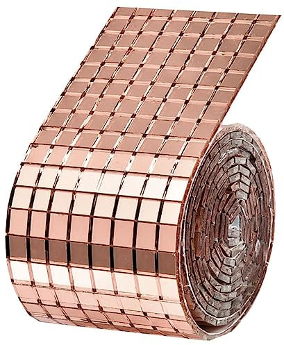 Yardenfun 1 Roll Self-Adhesive Mirror Sticker Mosaic Mirror Decoration Peel and Stick Wallpaper Vitroleros para Mini Disco Ball Mirror Tiles Prom Decor Stickers for Cups Rose Gold Glass