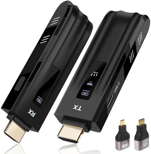 Transmisor y Receptor HDMI inalámbrico, visualización LED Mejorada, decodificación 4K y Salida 1080P, Extensor HDMI inalámbrico portátil Plug and Play de 2.4G/5G, Compatible con
