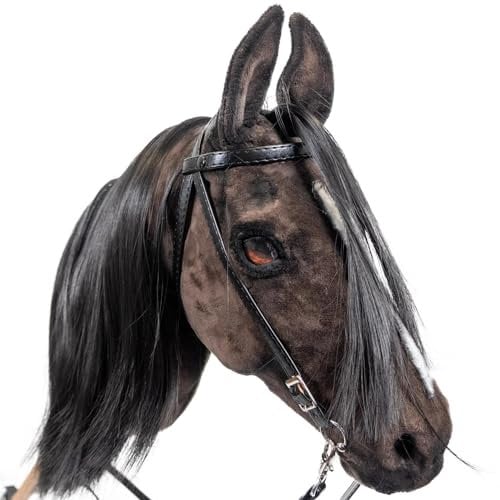 X-Group4th Zaumzeug für realistisch Hobby Horse A3, Pferd Zaumzeug + Pferdezügel, Steckenpferd, Western Reithalfter Nasenriemen Pferdegebiss Schwarz
