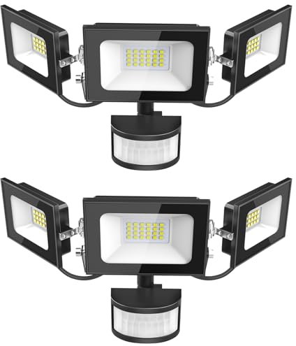 Bellanny LED Strahler mit Bewegungsmelder 50W 5000LM Fluter Flutlicht Scheinwerfer, 6500K Kaltweiß Flutlichtstrahler, IP65 Wasserdicht Außen-Sicherheitsbeleuchtung für Garten Garage Hof Wand, 2 Stück