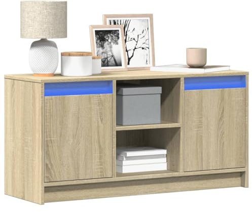 Willood TV-Schrank mit LED-Beleuchtung Sideboard Lowboard Sonoma-Eiche 100x34x50 cm