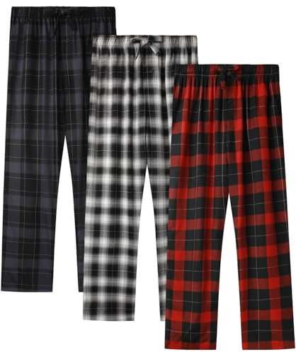 BAMBOO COOL Men's Pajama Pants Lounge Bottoms 3 Pack Elastic Waist Pockets