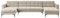 Beliani Wohnlandschaft Stoff beige gesteppt 5-Sitzer U-Form mit Schlaffunktion Alnes