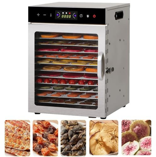 Multifunctional Food Dehydrator Machine for Jerky, Drying Fruit with 6/8/12/18 Removable Trays, Food Drier for Vegetables, Meat, Pet Food,12-Tray