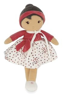 KALOO – Tendresse – Meine 1. Stoffpuppe Emilie – 25 cm große Stoffpuppe – Rock aus Microsamt und rotes Tuch – hübsche Geschenkbox – personalisierbare Schleife – ab Geburt, K200015