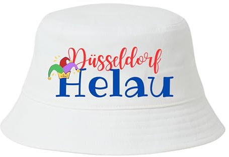 Düsseldorf Helau Hut – Witziger Fischerhut für Damen Herren Lustiger Karnevalshut mit Spruch Narrenkappe Perfektes Accessoire für Fasching Party Festivals Bequem Stylisch Hut Karneval Fastnacht Helau