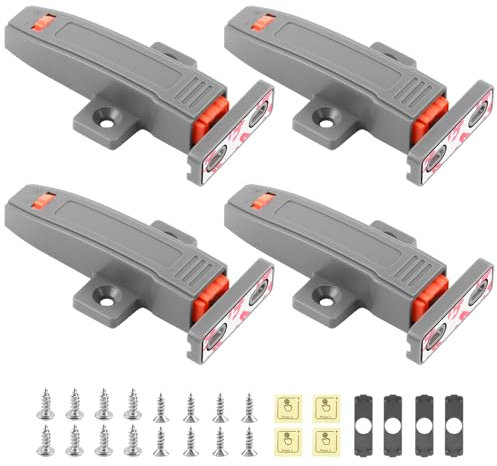 Push to Open Door Catches, 4 Pack Heavy Duty Push Opener Door Catch for Cupboard RV Self Closing Spring Release Touch Latch Kitchen Drawer Closer Push Opener Strong Open Push Latch for Closet Wardrobe