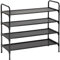 AMHANCIBLE Schuhregal mit 4 Ebenen, Schuhaufbewahrung, Metallrahmen, Vliesstoff, für 16-20 Paar Schuhe, Schuhständer für Flur, Schlafzimmer, 70 x 30 x 77.4 cm, Platz Sparen, Schwarz EHSRF04BK