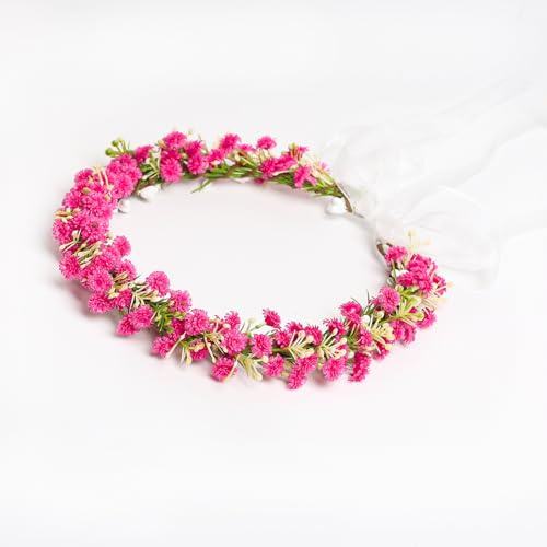 Yili Maizi Handmade Flower Crown Headband Floral Headpiece Fairy Hair Wreath Flower Hair Accessories for Girls Weeding Bride Cosplay Party