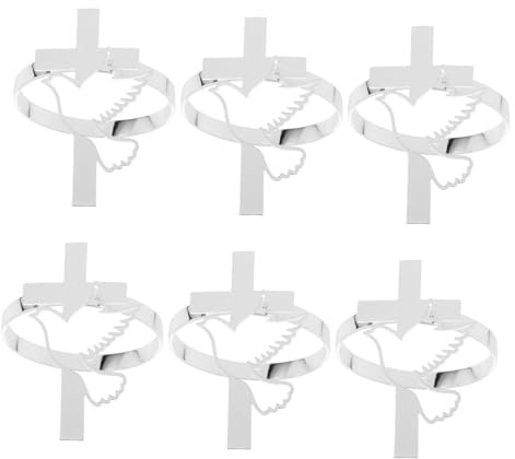 UTHCLO 6stücke Kreuz-Taube Serviettenringe Elegante Tischdekoration Für Kommunion Taufe Und Religiöse Feiern Stilvolle Serviettenhalter Für Hochzeiten Und Festliche Anlässe