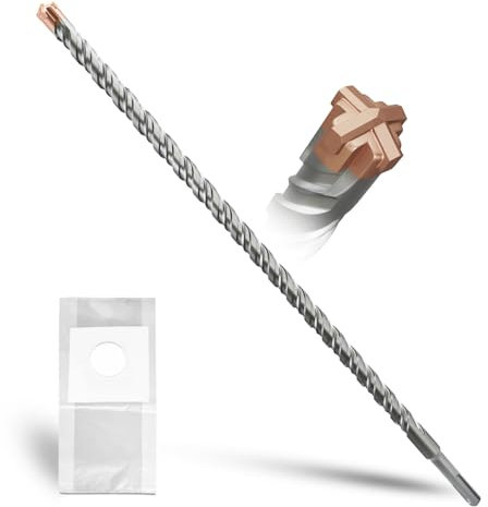 METOTY Punta per trapano SDS Plus, 16 mm x 460 mm, con 4 tagli in metallo duro, testa con rivestimento, punta per pietra, cemento, pietra naturale, muro di mattoni