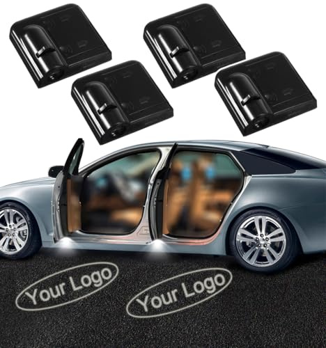 NewL 4Stk Personalisiertes LED Autotür Willkommen Licht Logo Projektor | 4Stk individuelle Autotür-Projektor. Eigenes Foto, Logo oder Text anpassbar. Komplettpaket für Vorder- und Hintertüren