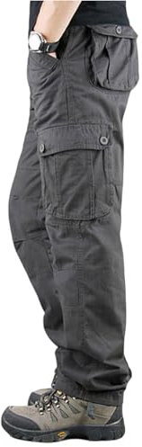 LILIHOT Cargohose Herren Taktische Hose mit Mehreren Taschen Militär Outdoorhose Freizeithose Einfarbig Hose Leichte Arbeitshosen Comfy Radlerhose Casual Wanderhose Fahrradhose Pants(#B Gray,XXL)