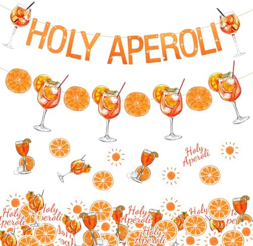 Aperol Deko 102 Stück Aperol Spritz Accessoires Orange Girlande Banner Aperol Geburtstag Konfetti Deko Tischdeko Streudeko Hängend Girlande Geburtstag Banner Anhänger Ornament für Sommerparty