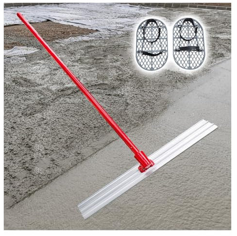 Lisseuse Beton Avec Manche 80 100 120 150 Cm Kit De Taloches Pour Béton, Réglable Talloche En Magnésium Pour La Finition Du Béton, Outil De Lissage Du Ciment Avec 3 Poignées Combinables Et Support(80x