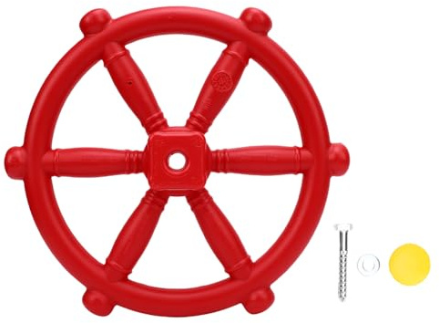 Steering Wheel Toy, Plastic Swing Set Playhouse Playset Wheels Accessories for Outdoor Backyard Treehouse Playground (Red)