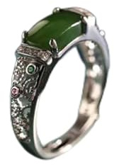 Damenring Echt 925 Silber mit natürlicher grüner Jade Größe 6-8