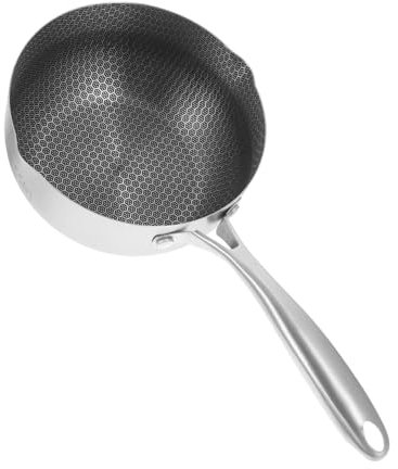 Healifty Poêle Acier Inoxydable avec Design Nid Abeille Casserole Antiadhésive Compatible Induction pour Œufs et Ramen Ustensile de Cuisine et Facile à Nettoyer