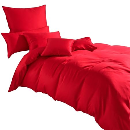 Traumschlaf Uni Tencel™ Lyocell Bettwäsche - seidig weiche Ganzjahresbettwäsche für EIN angenehm trockenes Schlafklima - Kissenbezug einzeln 80x80 cm, Kirsche