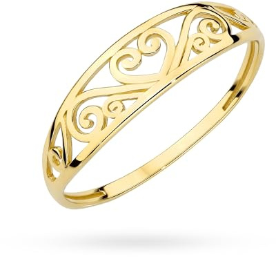 MARKO Goldring Damen 585 Echtgold – 14 Karat Gelbgold Ring mit Herzmotiv, filigraner Damenring, romantischer Goldschmuck Geschenk für Frauen