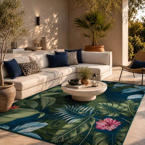 Malibu Tropical Garden – Wetterfester Outdoor Teppich für Innen & Außen