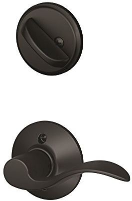 Schlage F59 ACC 622 LH Accent Interior Left-Handed Lever with Deadbolt, Matte Black (Interior Half Only)