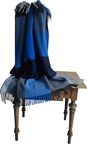 STEINBECK Plaid Mosel Schurwolle blau Größe 130x180 cm