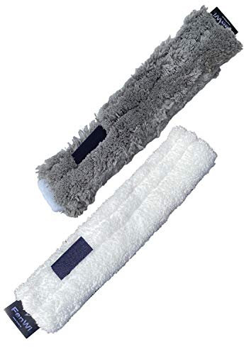 FenWi Ersatz-Wischbezug für FenWi Profi-Kombi-Fensterwischer FW-KWE-25 und 25cm Einwascher im 2er-Set, Putzrolle (25/30cm) / 100% Polyester (Mikrofaser)