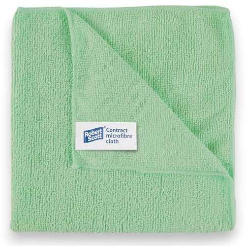 Robert Scott CICS009G Microfibre Cloth, Contract, 40 cm x 40 cm, Green (Pack of 10)