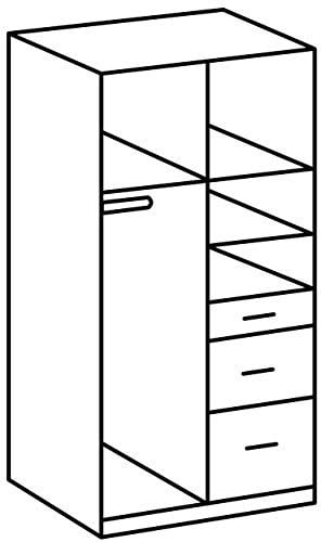 Wimex Kleiderschrank/ Drehtürenschrank Click, 2 Türen, 2 große, 1 kleine Schublade, (B/H/T) 90 x 199 x 58 cm, Weiß/Absetzung Eiche Sägerau