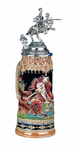 KING Bierkrug St. Georg Ritter Seidel 1 Liter Bierseidel
