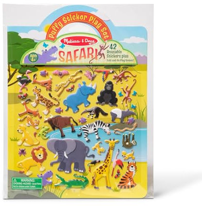 Melissa & Doug - Puffy Aufkleberspielset Safari, Mehrfarbig, für Kinder ab 3 Jahren - FSC zertifizierte