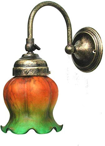 Laiton avec Applique mural Verre Vert Orange